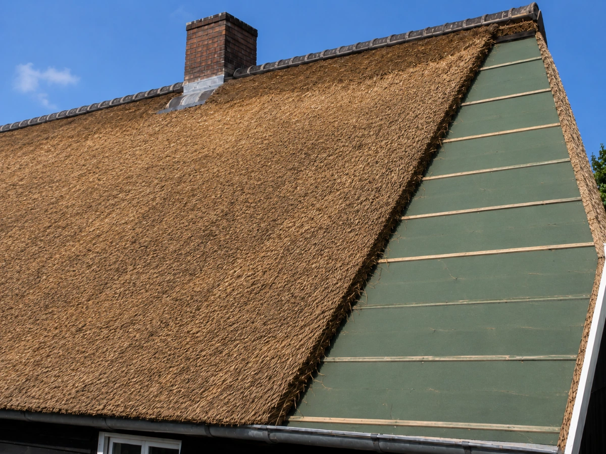 Gesloten constructie van een rieten dak